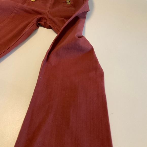 Forever 21 Highwaist Flare Leg Maroon Jeans Double Button Front Faded Spot Sz 26 - Picture 11 of 14